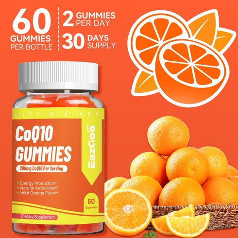 CoQ10 Gummies 200mg, Vegan Supplement for Energy Production, Non-GMO, Gluten Free (60 Gummies)...