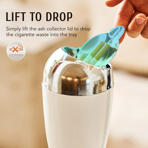 CO-Z Adjustable Floor Standing Ash Tray, Smokeless Outdoor Ashtray with Lid for Home Patio Cigarettes Ash Butt Disposal, Stainless Steel Windproof...