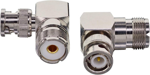 Boobrie L Shape UHF to BNC Connector BNC Male to UHF Female Connector BNC to UHF Right Angle Coax Adapter BNC Male to SO239 90 Degree Coax Cable C...
