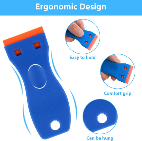 TIESOME Multipurpose Plastic Scraper Set, Non-Scratch Scraper Tool with 10Pcs Plastic Blades & 3pcs Double-Head Detail Cleaning Stick for Removing...