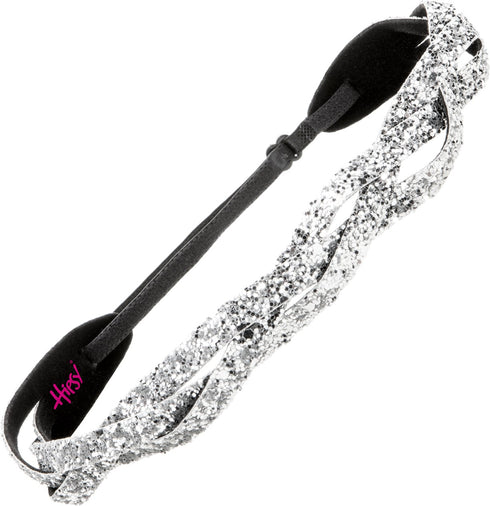 Hipsy Women's Adjustable Cute Fashion Bling Glitter Headband Braid Hairband Multi Pack (3pk Gold/Black/Silver Braided Bling Glitter)...