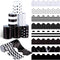 8 Style White and Black Bulletin Board Borders Back to School Bulletin Board Decorations School Classroom Decorations Board Trim for Classroom Sch...