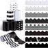 8 Style White and Black Bulletin Board Borders Back to School Bulletin Board Decorations School Classroom Decorations Board Trim for Classroom Sch...