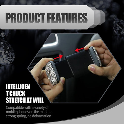 1 PC Bling Car Cell Phone Holder, 360° Adjustable Rhinestone Windshield Air Outlet Dashboard Multi-Function Holder, Strong Suction Cup Navigation ...