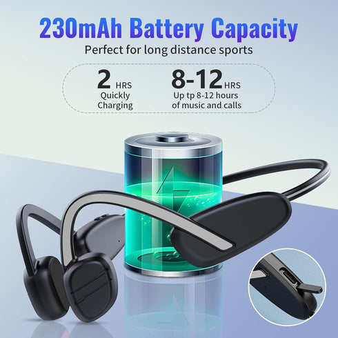 Bone Conduction Headphones Bluetooth 5.3 Open Ear Headphones IPX6 Waterproof 8 Hours Playtime Wireless Earphones Bluetooth Headset with Mic for Ru...