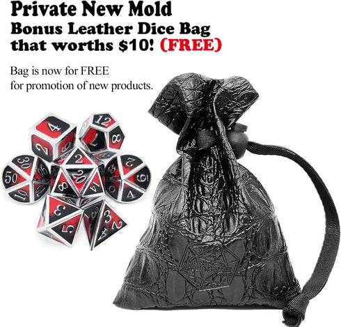 Haxtec DND Metal Dice Set D&D Red and Black Metal DND Dice for Dungeons and Dragons RPG Games-Vampire(Silver Black Red)...
