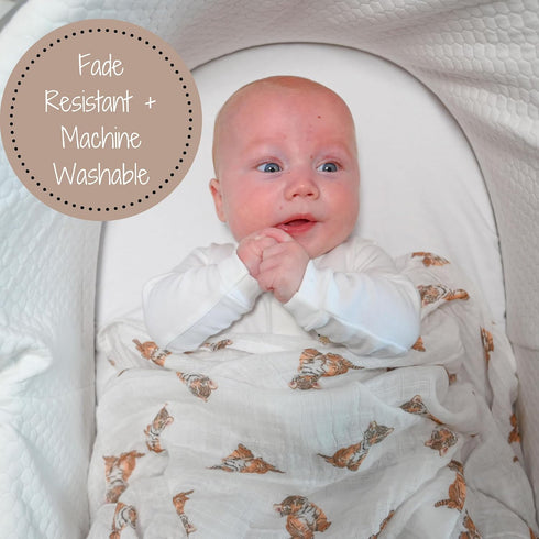 Swaddle Blanket | 100% Muslin Cotton | Gender Neutral Newborn and Baby Nursery Essentials for Girls and Boys, Registry | Baby Tiger Cub Print...