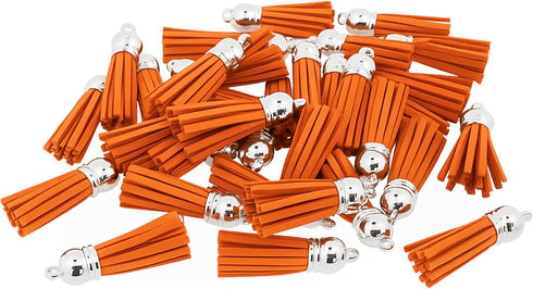 Mandala Crafts 100 Pcs Orange Faux Suede Tassels Bulk Keychain Making Supplies - Small Leather Tassels for Charms, Jewelry Making, and DIY Crafts...