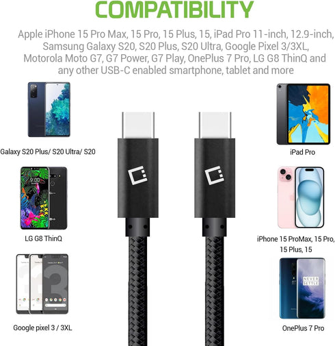 Type C to Type C Data Charging Cable, 4ft (1.2m) long Reversible USB Type-C Charge & Data Sync Cable for Samsung Galaxy S8/S8 Plus, Nintendo Switc...