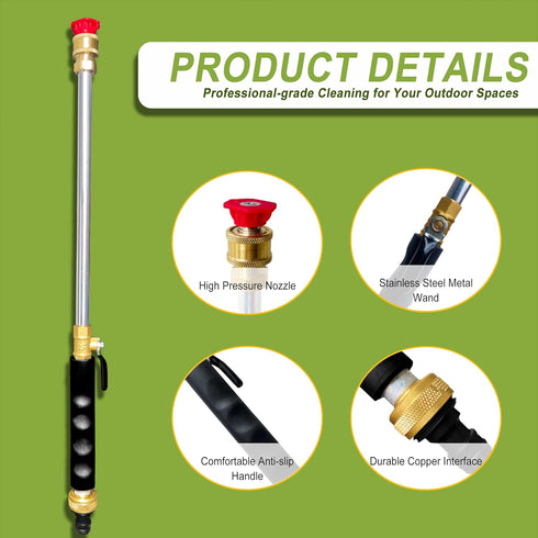 Hydro Jet Water Wand, Jet Nozzle Power Washer High Pressure Power Washer Wand Hydro Jet Water Hose with 2 Different Nozzles...