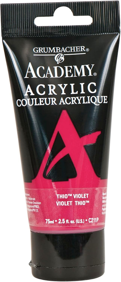 GRUMBACHER Academy Acrylic Paint Thio Violet, Size: 254 oz (C211P), 75ml...