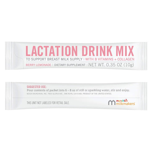Munchkin® Milkmakers® Lactation Drink Mix Supplement with B Vitamins/Collagen/Fenugreek & Milk Thistle for Breastfeeding Moms, Berry Lemonade, 14 ...