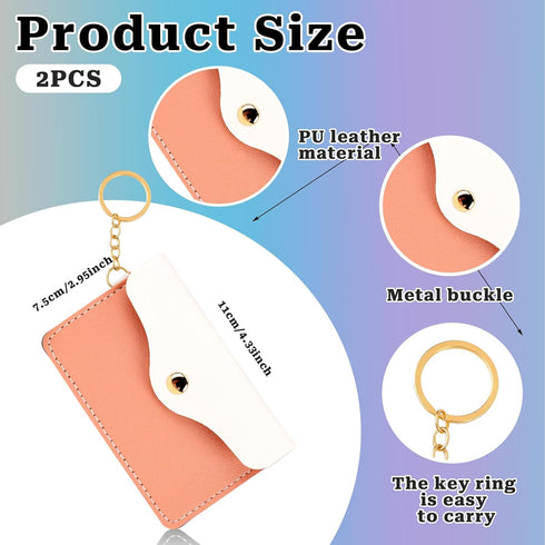 2 Pack Birth Control Pill Case Sleeve Packet PU Leather Wallet Pill Holder Birth Control Case with Snap Closure and Keyring Contraceptive Medicine...