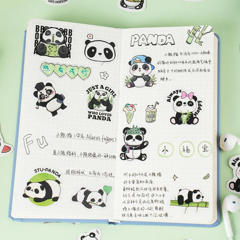 Cute Panda Stickers, Obujopal 46PCS Laptop Stickers for Kids, Water Bottle, Scrapbooking, Junk Journal, Bullet Journal, DIY Decoration, Planners, ...