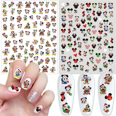 4 Sheets Christmas Nail Art Stickers Cute Cartoon Nail Decals Self Adhesive 3D Nail Art Charms Supplies Xmas Nail Art Design Kawaii Nail Stickers ...