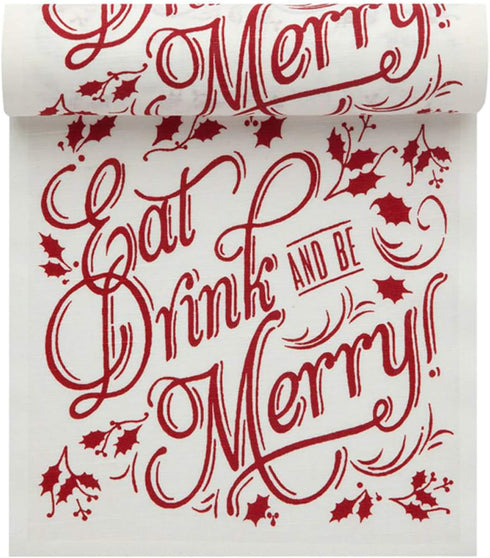 Five Star Napkins Eat Drink & Be Merry Christmas Cocktail Napkins - White Linen - 4.5" x 4.5" - Single Use - Party, Events, Holiday (50 x)...