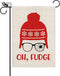 Christmas Winter Garden Flag Hat Garden Flag Oh Fudge Season Farmhouse Decorations Burlap Vertical Double Sided Yard Lawn Outdoor Decor 12.5 x 18 ...