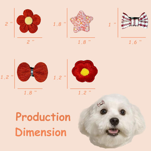 5PCS Dog Hair Clips for Small Dogs Hair Bows Handmade Yorkie Hair Accessories Star Heart Hair Pins Kitten Puppy Birthday Grooming Products (G01,Re...