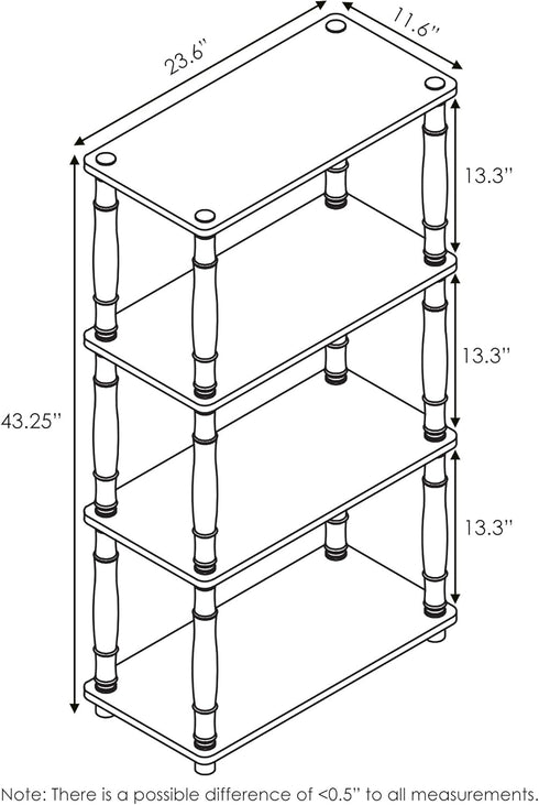 Furinno Turn-N-Tube 4-Tier Multipurpose Shelf Display Rack, Classic Tubes, French Oak Grey/Black...
