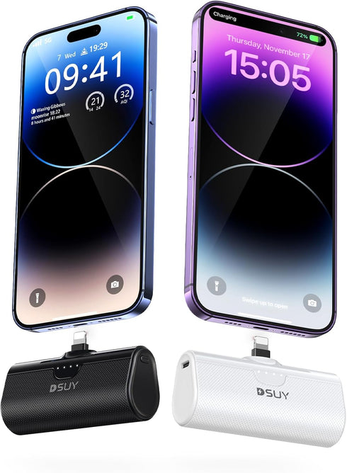 5000mAh 2 Packs Portable Phone Charger iPhone with Built-in Cable, MFi Certified Portable Power Bank External Battery Pack Charger Compatible with...