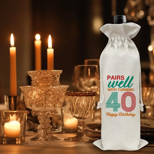 40th Birthday Gifts Wine Bag Congratulations Gifts for Women Men Parents Mom Dad Anniversary Favors 1984 with Time Information Wine Gift Bag...