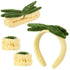 4 PCS Pineapple Face Wash Headband and Wristband Set, Creative Fuzzy Skincare Headbands Coral Fleece Hair Costume Accessories for Women Girls Wash...