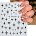Star Nail Stickers 3D Self-Adhesive Black Silver Star Nail Art Stickers Shiny Crystal Starshine with Rhinestones Nail Design Star Stickers Nail Su...