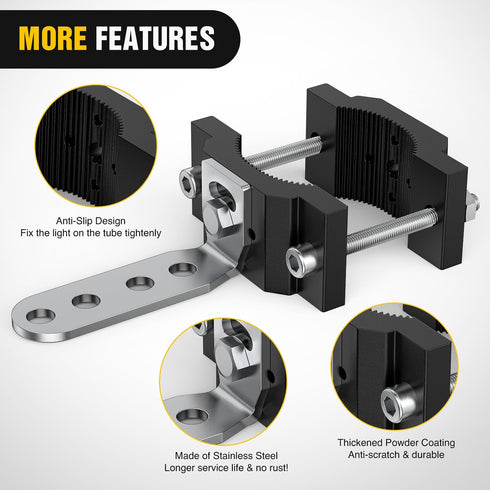Nilight Motorcycle Light Bar Tube Clamp Bracket Fit from 0.7 to 2Inch Round Tube Mounting Brackets Offroad LED Light Pods Front Fork Lights Roof R...