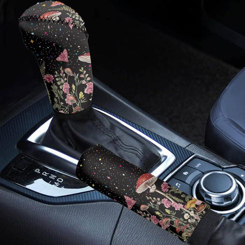 Starry Sky Mushroom Design Automotive Gear Shift Knob Cover+ Hand Brake Cover for Women Ladies Universal Case Sleeve Car Interior Decor Accessorie...