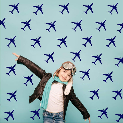 Melissalove 24pcs/Set Airplane Wall Pattern Wall Decals DIY Wall Decor Stickers for Kids Room Boy Bedroom Home Decor Mural A430 (Dark Blue)...