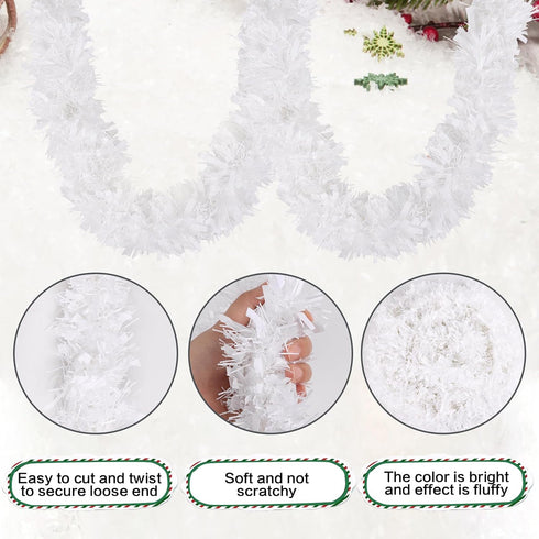 KIMOBER 32.8 Ft Christmas Tinsel Garland,White Metallic Garland for Christmas Tree,Wedding Party Decorations...