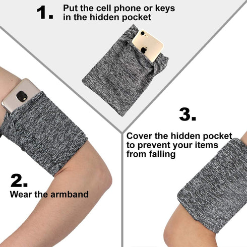 Large Big Armband for Cellphone Jogging Running - Hidden Pocket for iPhone 6S 7 8 X XR XS 11 12 13 14 15 Max Plus Pro Walking Hiking Trekking Work...