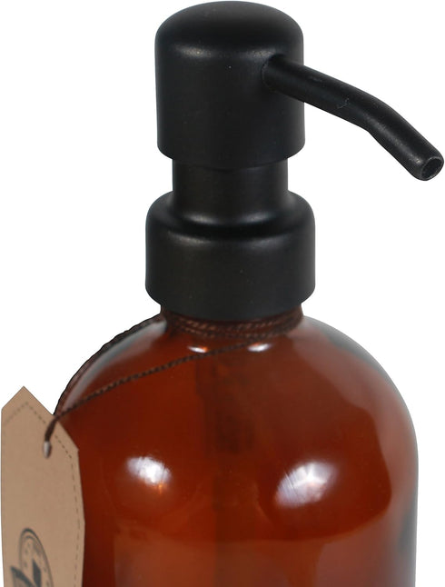 Amber Glass Jar Soap and Lotion Dispenser with Matte Black Pump - 16 oz - by Jarmazing Products...