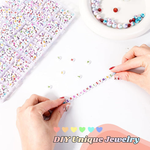 Beadsky Letter Beads, 1456PCS Bracelet Making Kit for Teen Girls, 28 Styles Friendship Bracelets Jewelry Making Kit, DIY Beading Bracelets Kit Alp...