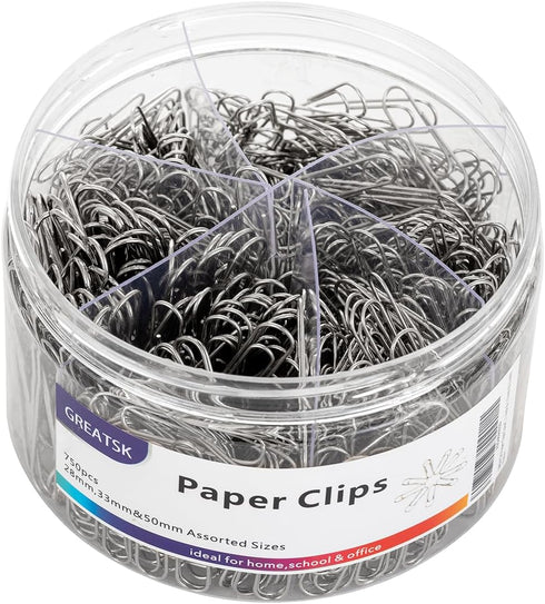 Paper Clips Colorful, 750PCS Small Medium and Jumbo?1.1 inch & 1.3 inch & 2 inch?, Durable and Rustproof, Large Great for Office School Organizing...