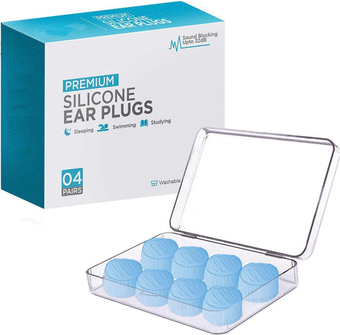 Ear Plugs for Sleeping, Reusable Silicone Moldable Noise Cancelling Sound Blocking Reduction Earplugs for Swimming, Snoring, Concerts, Shooting, A...