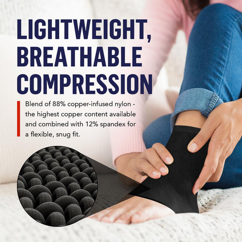 Doctor Developed Plantar Fasciitis Socks/Compression Foot Sleeves, Copper Ankle Brace for Heel Support & Doctor Written Handbook (Black, S)...