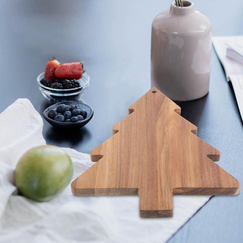 Amosfun Christmas Tree Charcuterie Board, Xmas Cutting Board Fruit Tray Holiday Cheese Board Wooden Appetizer Tray Sushi Serving Tray Dessert Cand...
