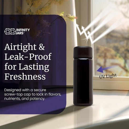 Infinity Jars Black Ultraviolet Glass Slow Pour Screw-Top Bottle 100 ML(3.4 fl oz) Airtight Refillable Container with Neck Finish for Massage Oil,...