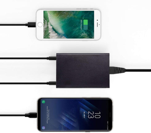 USB Wall Charger DTK 6 Port 60W USB Charger QC3.0 Multi Port Travel Charging Station with 5ft Power Cord for iPhone Xs/Max/XR/X/8/7/Plus, iPad Pro...