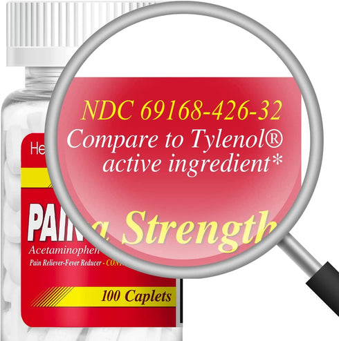 HealthA2Z® Extra Strength Pain Relief | Acetaminophen 500mg | Contains No Aspirin | Fever Reducer | Pain Reliever (100 Count (Pack of 1))...