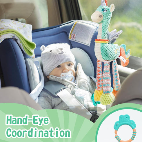Koty Baby Hanging Toys, Plush Animals Baby Rattle Crinkle Squeaky Toys, Car Seat Stroller Mobile Toys for 0 3 6 9 12 Months, Sensory Learning Toys...