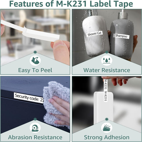 GREENCYCLE 2 Pack Compatible for Brother P Touch M Tape M231 MK231 M-231 M-K231s 12mm 0.47 White Label for Brother Ptouch PT-M95 PT-70BM PT-90 PT-...