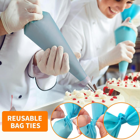 ALLTOP Piping Bags and Tips Set -Ultimate Cake Decorating Supplies Kit - Included 2 Reusable Silicone Bag, 2 Couplers, 12 Frosting Tips, 2 Ties, 3...