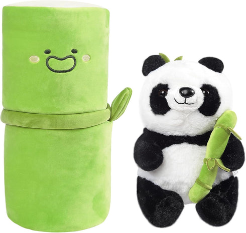 Emoin Panda Stuffed Animals Panda Bamboo Plush Toy 11.8 Inch Bamboo Tube Panda Pillow Stuffed Panda Bear Plushies Panda Doll Gifts for Boys Girls...