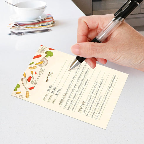 Toplive 50 Pack Recipe Cards 4x6 in, Double Sided Recipe Cards Kitchen, Blank Recipe Cards Thick Cardstock for Bridal Showers Wedding Housewarming...