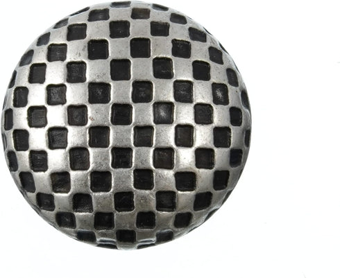 Mibo 8pcs Zinc Die Cast Shank Button - Half Ball with Checkered Pattern - 32L(20mm) - Antique Silver...