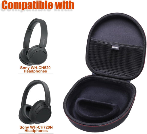LTGEM Hard Travel Case for Sony WH-CH520 / WH-CH720N Noise Canceling Wireless Headphones - Protective Carrying Case Bag, Case Only, Black+Black...
