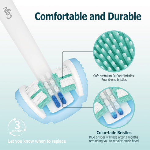 Cagu Three-Sided Toothbrush Heads with Tongue Brush Compatible with Philips Sonicare Replacement Brush Head, U-Shaped Brush Head Fits All Philips ...