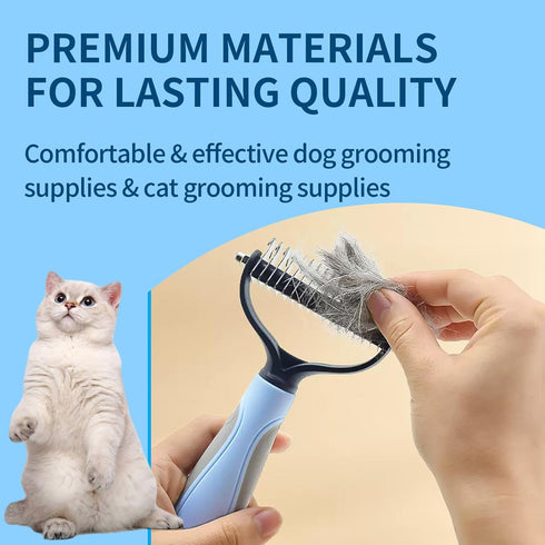 Pet Grooming Brush, Double Sided Deshedding for Dogs & Cats, Skin Friendly Grooming Dog Brush, Pet Shedding Brush,Undercoat Rake for dogs Grooming...